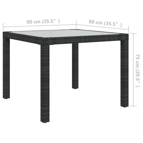 Udendørs spisebordssæt 5 dele med hynder polyrattan sort