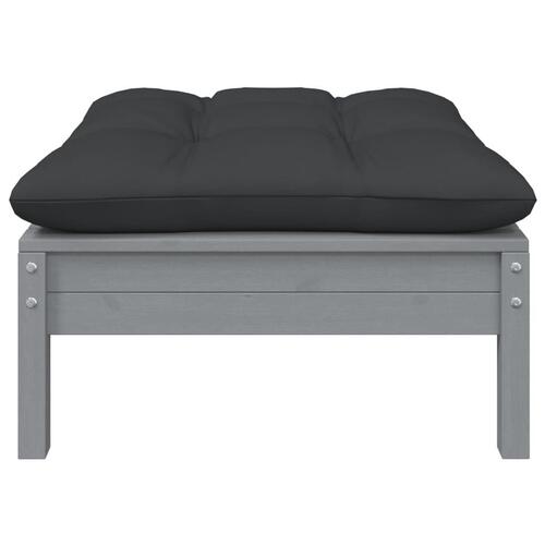 2-personers havesofa med hynder massivt fyrretræ grå