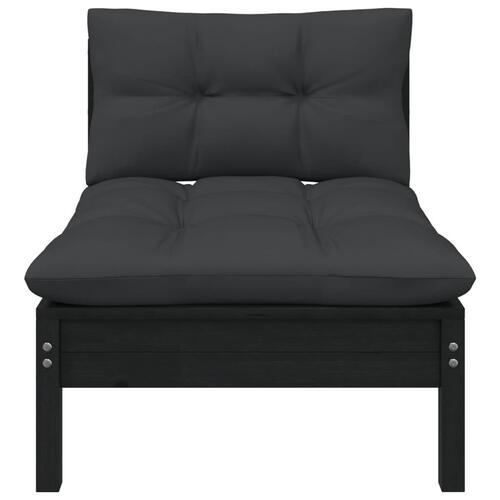 2-personers havesofa med hynder massivt fyrretræ sort