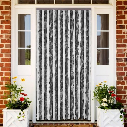 Insektgardin 118×220 cm i chenille - grå/hvid