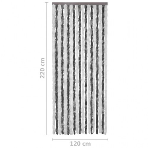Insektgardin 118×220 cm i chenille - grå/hvid
