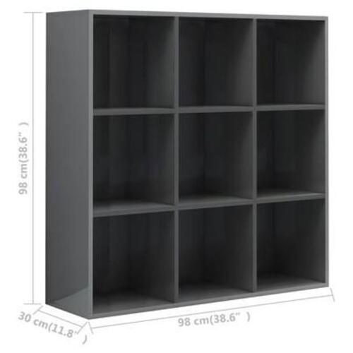 Bogreol 98x29x97,5 cm spånplade grå højglans