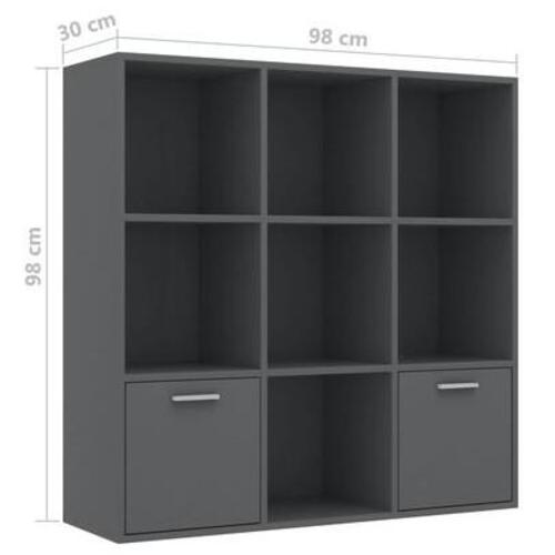 Bogreol 98x30x98 cm spånplade grå