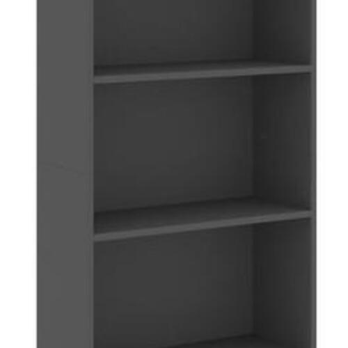 Bogreol med 3 hylder 60x24x109 cm konstrueret træ grå