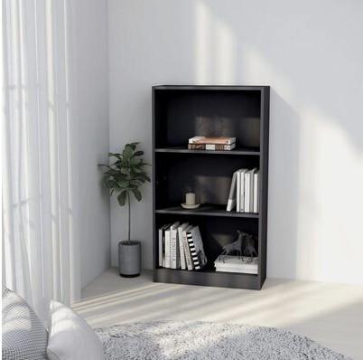 Bogreol med 3 hylder 60x24x109 cm konstrueret træ grå