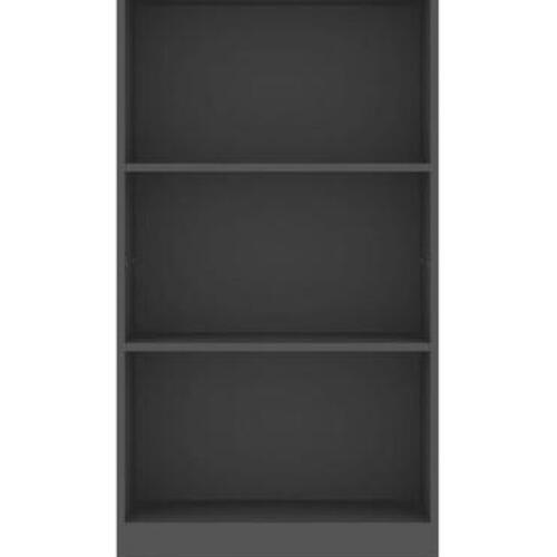 Bogreol med 3 hylder 60x24x109 cm konstrueret træ grå