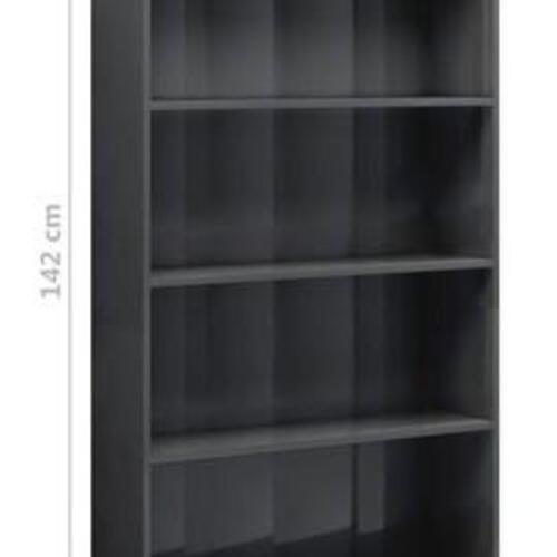 Bogreol med 4 hylder 80x24x142 cm konstrueret træ grå højglans