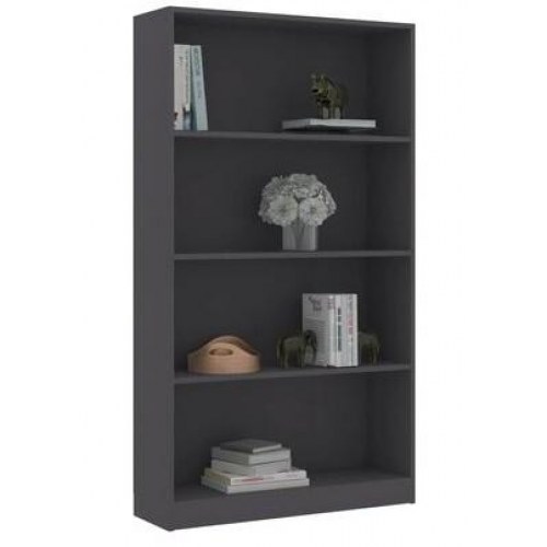 Bogreol med 4 hylder 80x24x142 cm konstrueret træ grå
