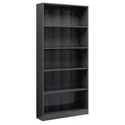 Bogreol med 5 hylder 80x24x175 cm konstrueret træ grå højglans