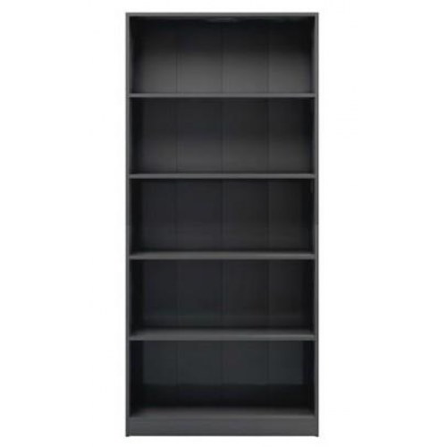 Bogreol med 5 hylder 80x24x175 cm konstrueret træ grå højglans