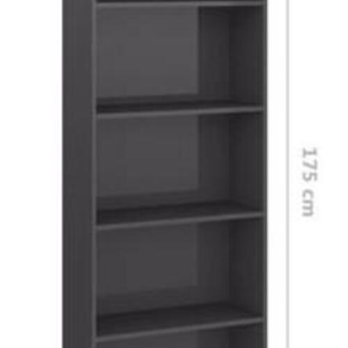 Bogreol 60x24x175 cm 5 hylder konstrueret træ grå højglans