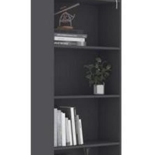 Bogreol med 5 hylder 60x24x175 cm konstrueret træ grå