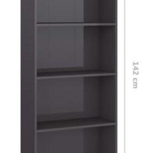 Bogreol med 4 hylder 60x24x142 cm konstrueret træ grå højglans