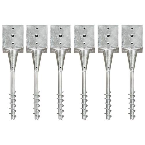Jordpløkker 6 stk. 12 x 12 x 56 cm galvaniseret stål sølvfarvet