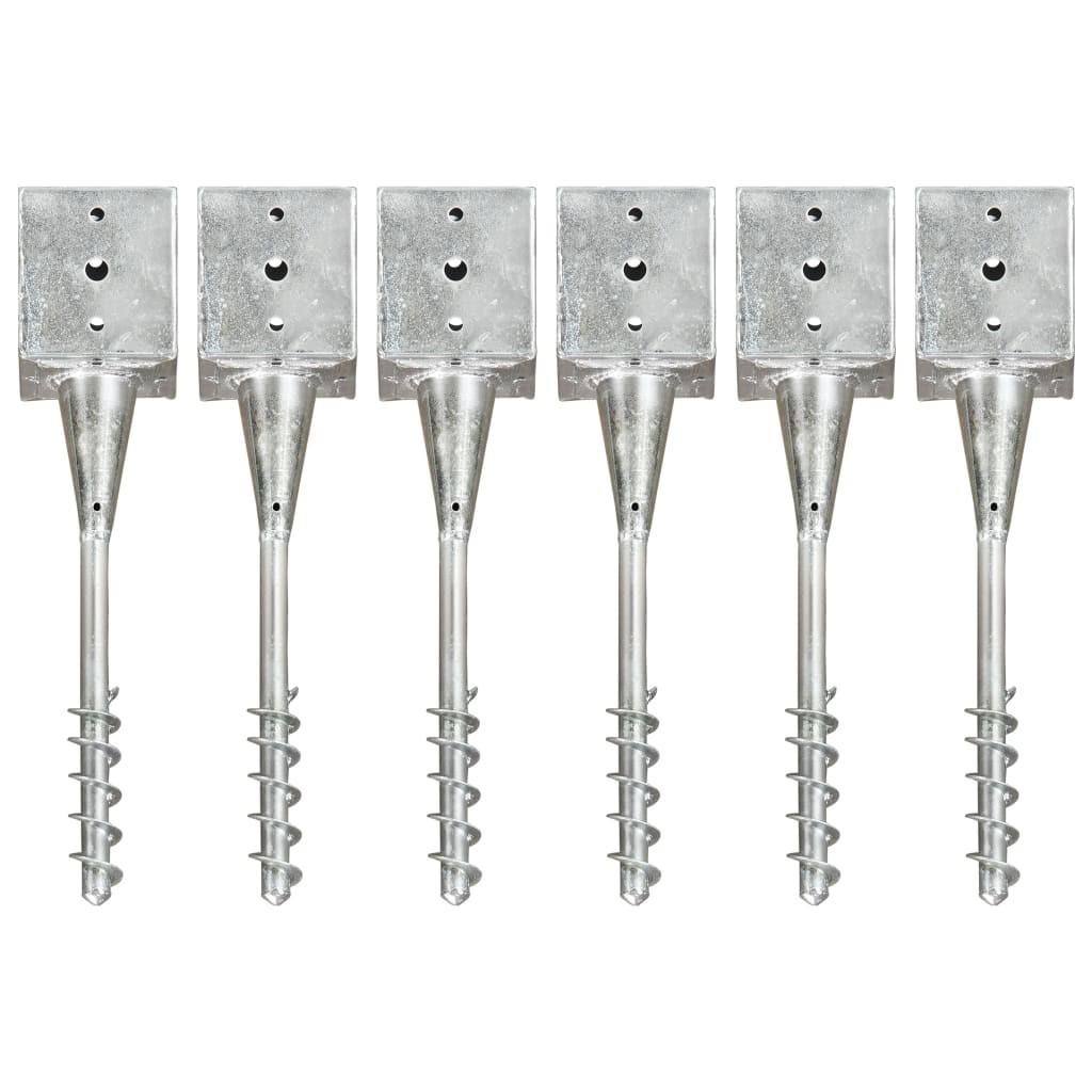 Jordpløkker 6 stk. 12 x 12 x 56 cm galvaniseret stål sølvfarvet