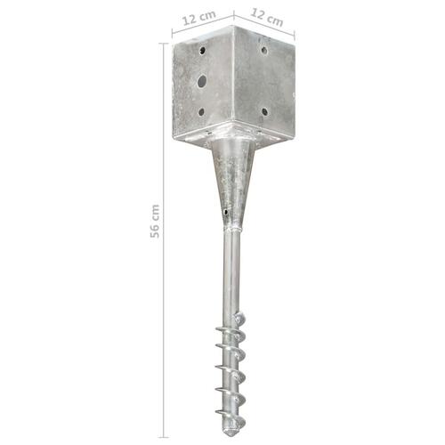 Jordpløkker 6 stk. 12 x 12 x 56 cm galvaniseret stål sølvfarvet