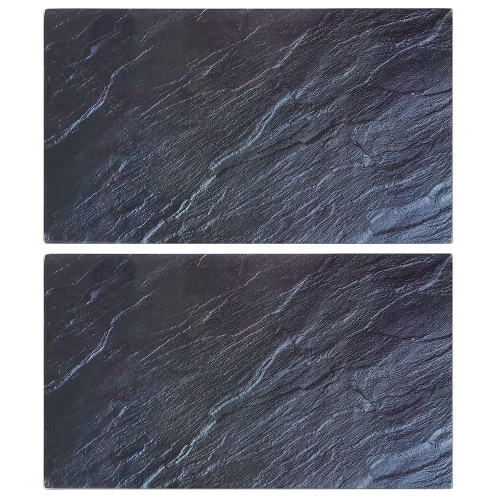 Skærebrætter 2 stk. naturstensmønster hærdet glas