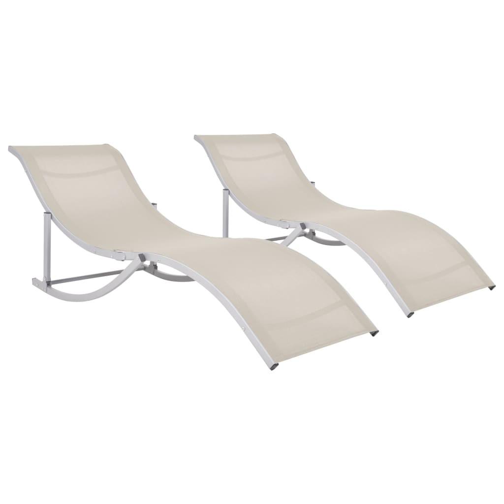 Foldbare liggestole 2 stk. textilene cremefarvet