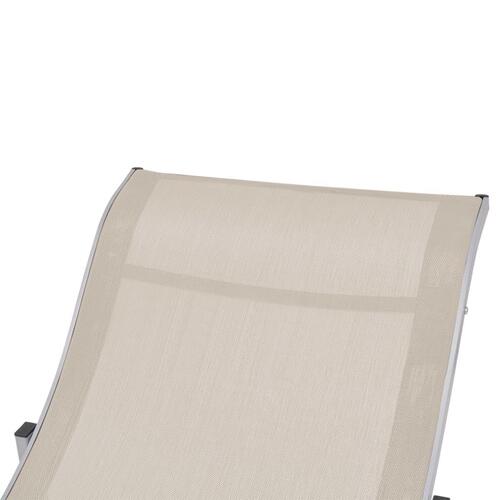 Foldbare liggestole 2 stk. textilene cremefarvet