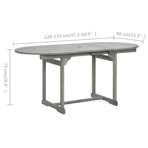 Havebord (120-170)x80x75 cm massivt akacietræ