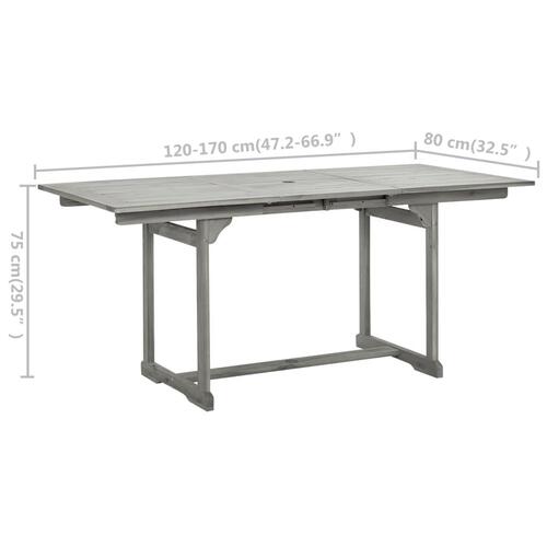 Havebord (120-170)x80x75 cm massivt akacietræ