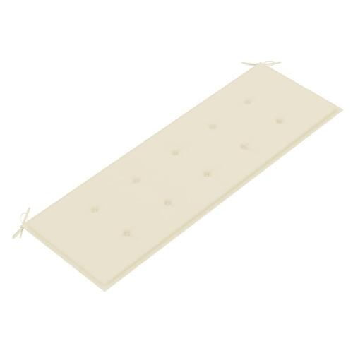 Batavia-bænk med cremefarvet hynder 150 cm massivt teaktræ