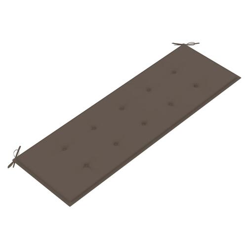 Batavia-bænk med gråbrun hynde 150 cm massivt teaktræ