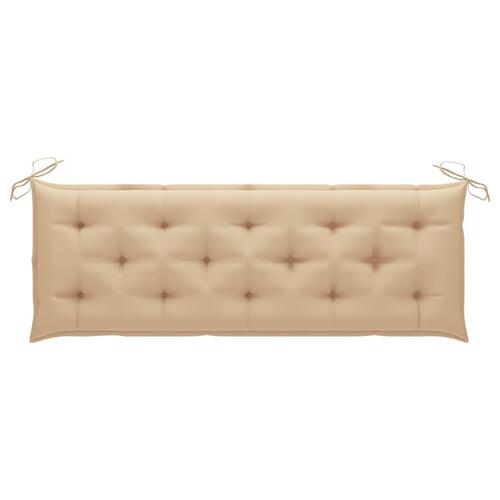 Batavia-bænk med beige hynde 150 cm massivt teaktræ