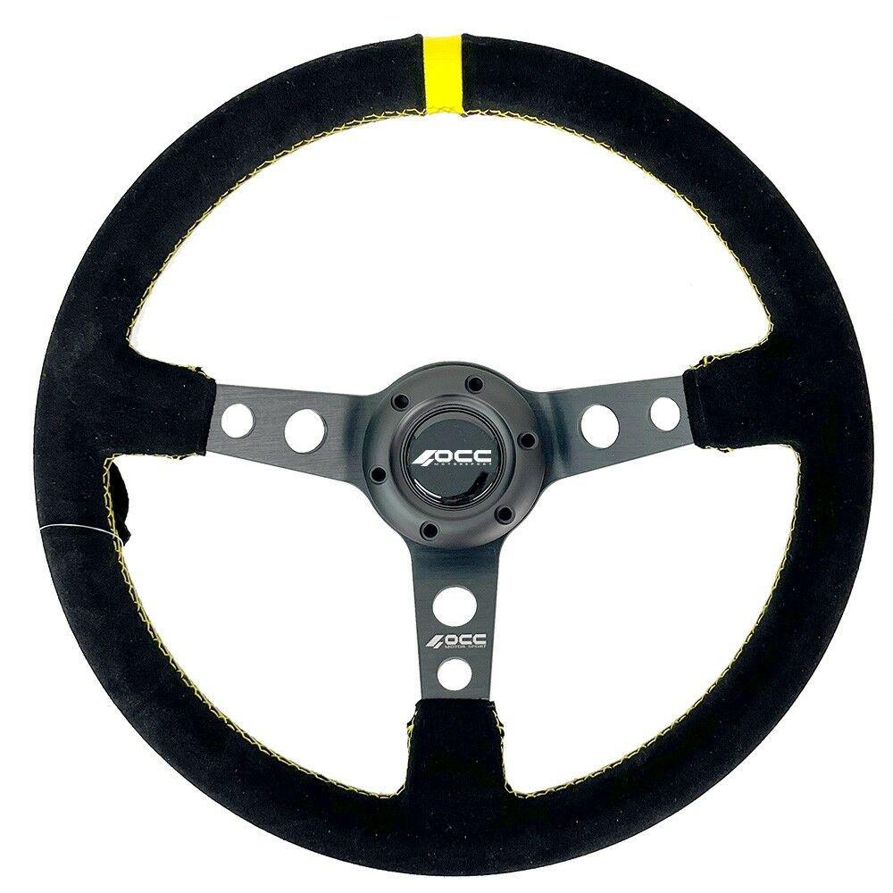 Rat til bil OCC Motorsport LIM10314 - 350 mm, sort/gul, ruskind