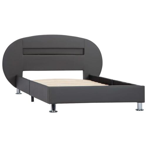 Sengestel med LED 90x200 cm kunstlæder grå