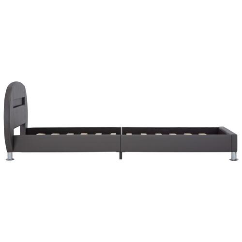 Sengestel med LED 90x200 cm kunstlæder grå