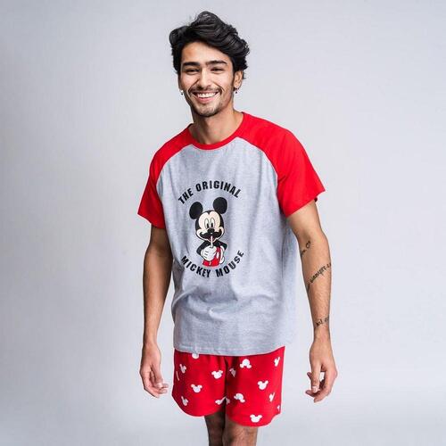 Børnepyjamasser Mickey Mouse Rød (Voksne) Mænd Grå XXL