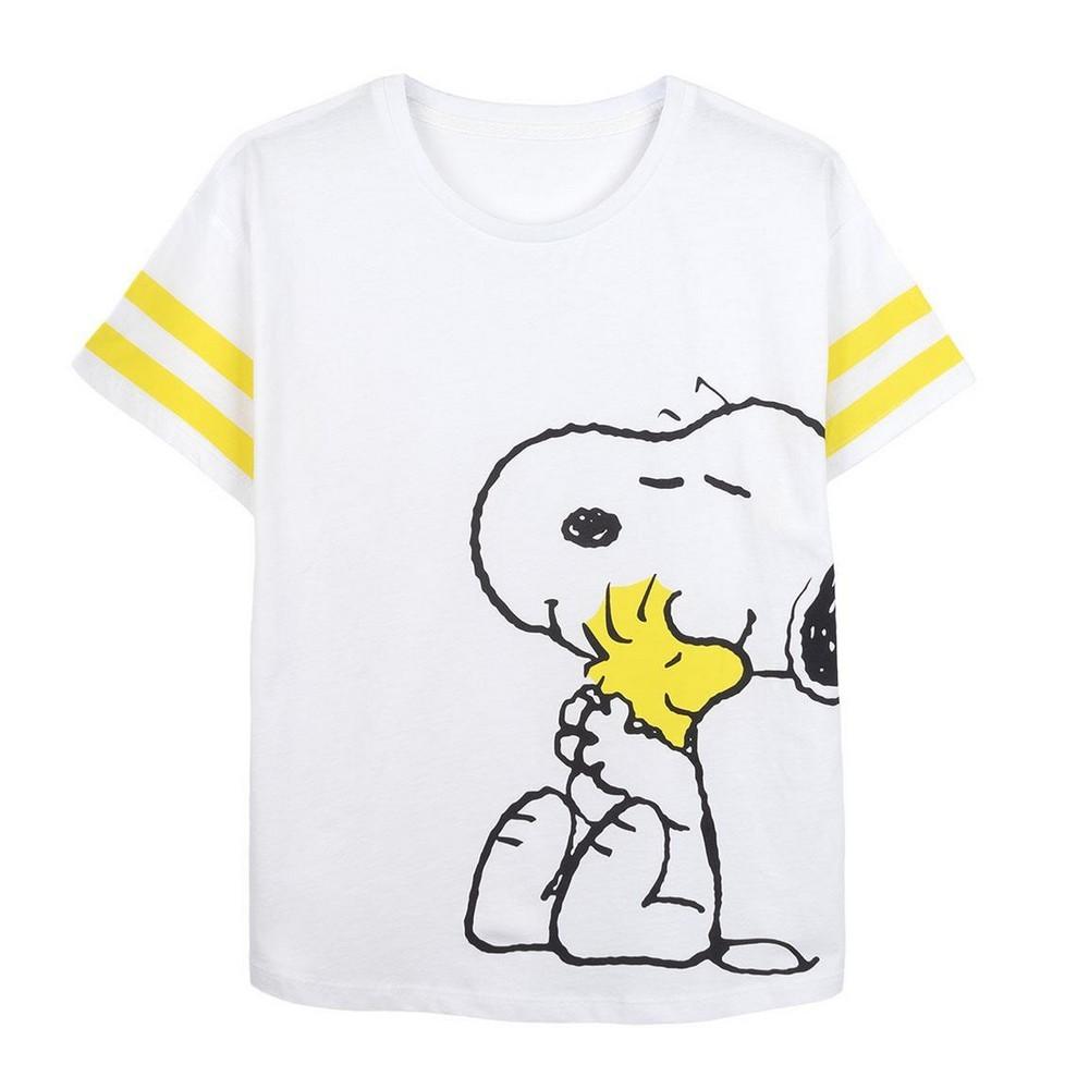 Kortærmet T-shirt til Kvinder Snoopy Hvid L