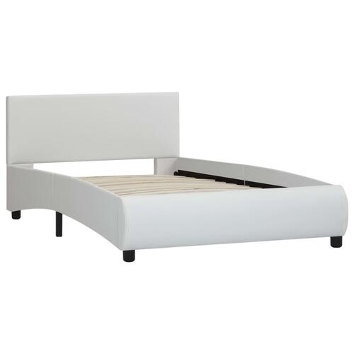 Sengestel med LED 90x200 cm kunstlæder hvid