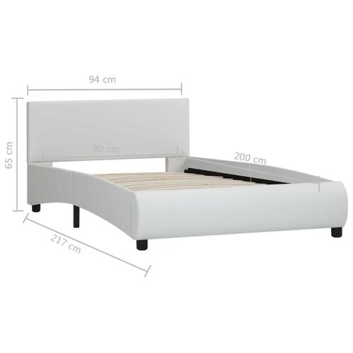 Sengestel med LED 90x200 cm kunstlæder hvid