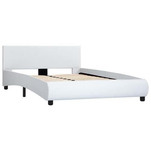 Sengestel med LED 120 x 200 cm kunstlæder hvid