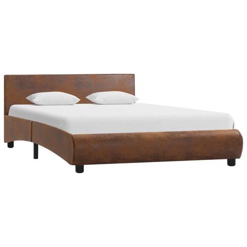 Sengestel med LED 140x200 cm stof brun