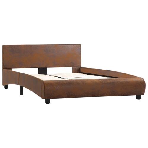 Sengestel med LED 140x200 cm stof brun