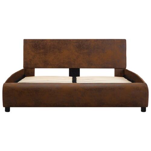 Sengestel med LED 140x200 cm stof brun