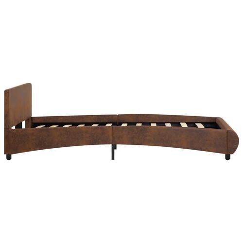 Sengestel med LED 140x200 cm stof brun