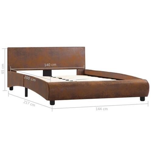 Sengestel med LED 140x200 cm stof brun