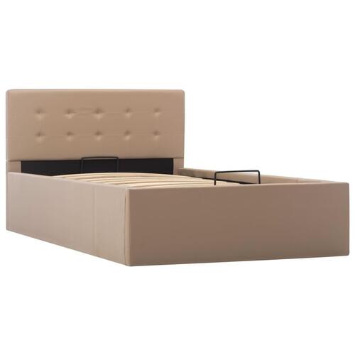 Hydraulisk opbevaringsseng 100 x 200 cm kunstlæder cappuccino