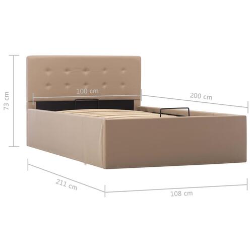 Hydraulisk opbevaringsseng 100 x 200 cm kunstlæder cappuccino