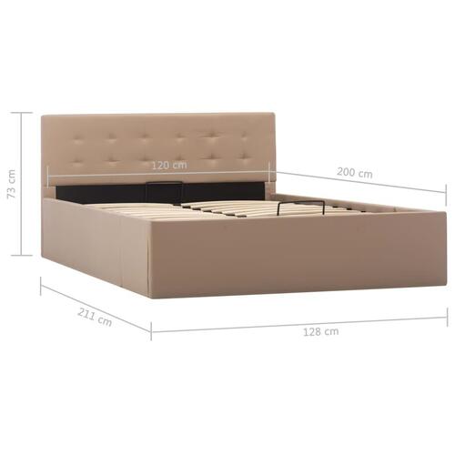 Hydraulisk opbevaringsseng 120 x 200 cm kunstlæder cappuccino