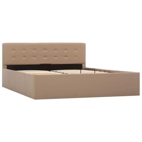 Hydraulisk opbevaringsseng 140 x 200 cm kunstlæder cappuccino