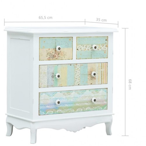 Skænk med 4 skuffer 65,5 x 35 x 68 cm MDF hvid