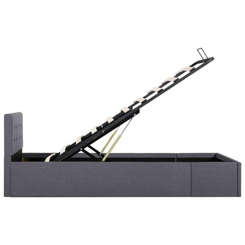 Hydraulisk opbevaringsseng 90 x 200 stof mørkegrå