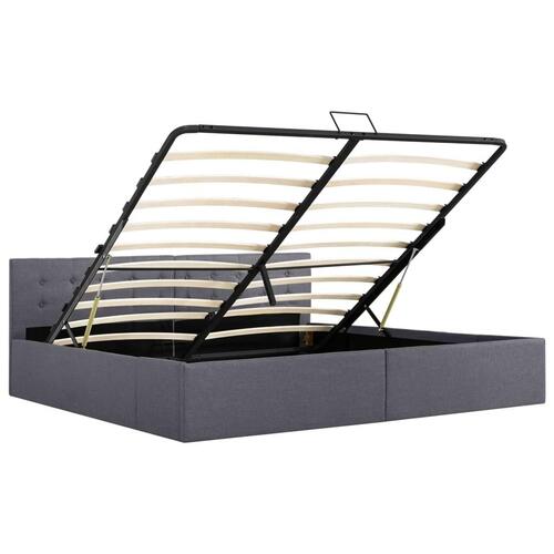 Hydraulisk opbevaringsseng 180 x 200 cm stof mørkegrå