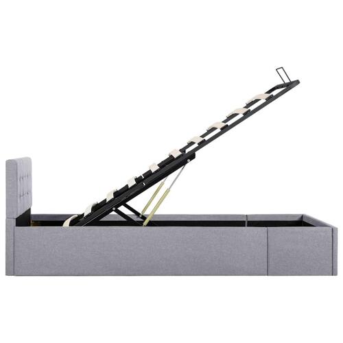 Hydraulisk opbevaringsseng 90 x 200 stof lysegrå