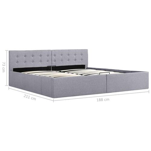 Hydraulisk opbevaringsseng 180 x 200 cm stof lysegrå